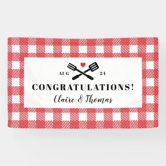 レッドピクニックプレイドクロスBBQへようこそ 横断幕 (横)