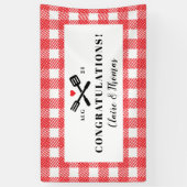 レッドピクニックプレイドクロスBBQへようこそ 横断幕 (縦)