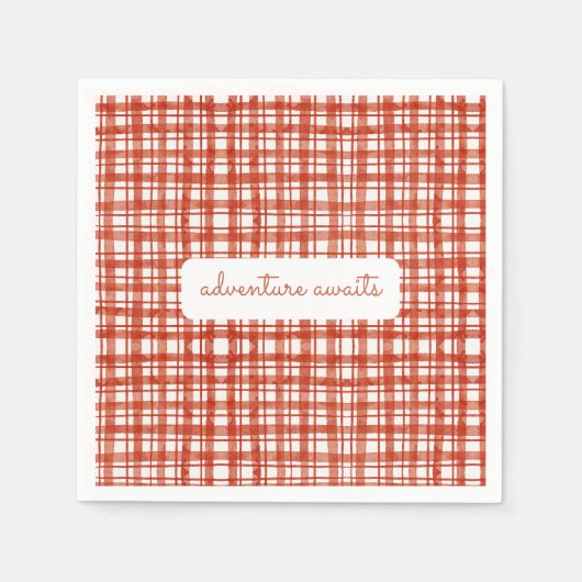 レッドピクニックプレイド秋男女兼用ベビーシャワー スタンダードカクテルナプキン (正面)
