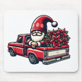 レッドピックアップトラックのクリスマスポインセチア格言 マウスパッド (正面)