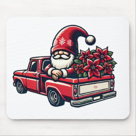 レッドピックアップトラックのクリスマスポインセチア格言 マウスパッド