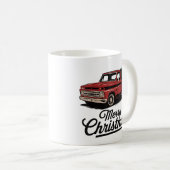 レッドピックアップトラッククリスマスツリーヴィンテージクリスマス コーヒーマグカップ (正面右)
