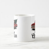 レッドピックアップトラッククリスマスツリーヴィンテージクリスマス コーヒーマグカップ (中央)