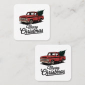 レッドピックアップトラッククリスマスツリーヴィンテージクリスマス スクエア名刺 (正面/裏面)