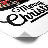 レッドピックアップトラッククリスマスツリーヴィンテージクリスマス ポスター (角)