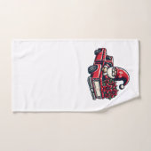 レッドピックアップトラック上のクリスマスポインセチア格言 ハンドタオル (ハンドタオル)