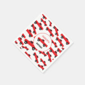 レッドピックアップトラック輸送トラック誕生日 スタンダードカクテルナプキン (角)