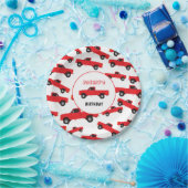 レッドピックアップトラック輸送トラック誕生日 ペーパープレート (パーティー)