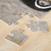 レッドピックアップトラック：アメリカ国旗のヴィンテージ ジグソーパズル (側面)