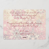 レッドピモダンンク抽象芸術スノーフレークフローラアート金ゴールド 箔シーズンカード (裏面)