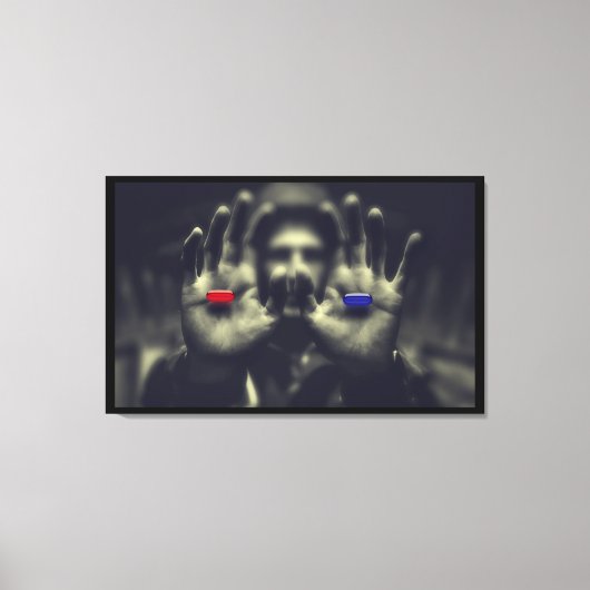 レッドピルブルーピルモーメントアウェイクンキャンバスウォールアート キャンバスプリント (正面)