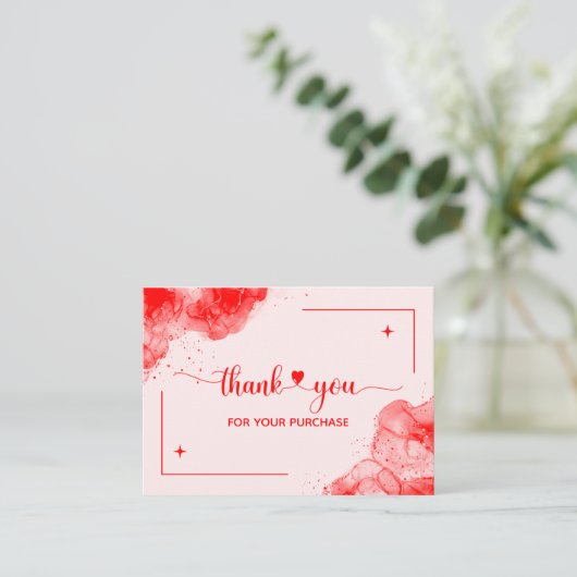 レッドピンクご注文の名刺をありがとう エンクロージャーカード (スタンド正面)