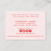 レッドピンクご注文の名刺をありがとう エンクロージャーカード (裏面)