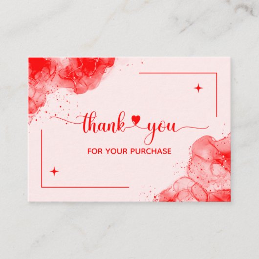 レッドピンクご注文の名刺をありがとう エンクロージャーカード (正面)