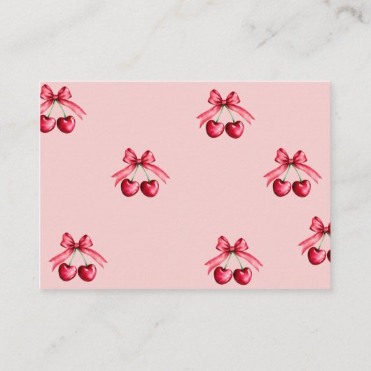 レッドピンクさくらんぼかわいいブライダルシャワーレシピ要求 エンクロージャーカード (裏面)