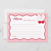 レッドピンクさくらんぼオントップブライダルシャワーアドバイスカード 招待状 (正面)