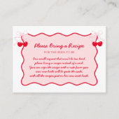 レッドピンクさくらんぼボウブライダルシャワーレシピ要求 エンクロージャーカード (正面)