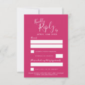 レッドピンクのアイリスの花結婚のアート 出欠カード (裏面)