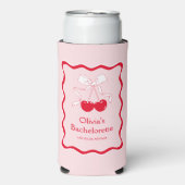 レッドピンクの波状さくらんぼオントップボウバチェロレッテ スリム缶クーラー (Seltzer正面)