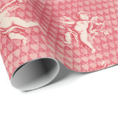 レッドピンクアンティークキューピッド天使とハート ラッピングペーパー (ロールコーナー)