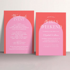 レッドピンクアーチガールズウィークエンドバチェロレッテ 招待状