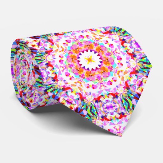 レッドピンクイエロークリスマスフェスティバルスタースノーフレーク ネクタイ (ロール)