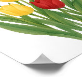 レッドピンクイエローチューリップ絵を描ズフローラウォールアート ポスター (角)