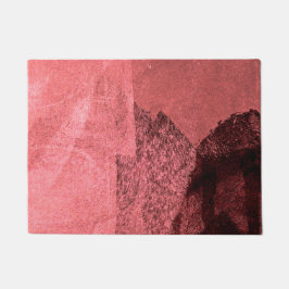 レッドピンクインスパイアク抽象芸術絵画の芸術 ドアマット
