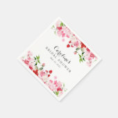 レッドピンクウォーターカラーバラブライダルシャワー スタンダードカクテルナプキン (角)