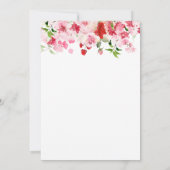 レッドピンクウォーターカラーフローラブライダルシャワー 招待状 (裏面)