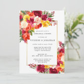 レッドピンクオレンジイエローフローラリハーサルディナー 招待状 (スタンド正面)