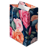 レッドピンクオレンジバラパターキフォン ミディアムペーパーバッグ (裏面アングル)