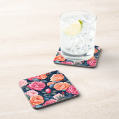 レッドピンクオレンジバラパターンデザイン コースター (右側)