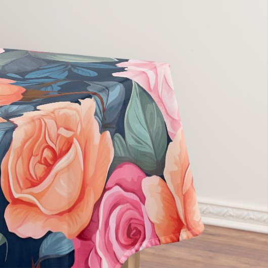 レッドピンクオレンジバラパターンデザイン テーブルクロス (インサイチュ)