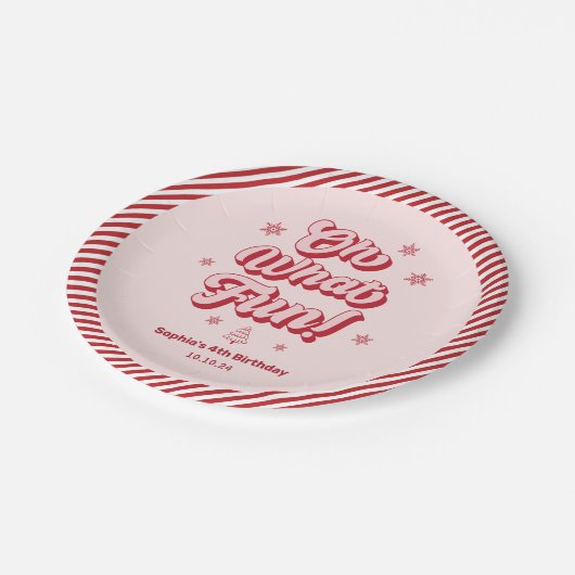 レッドピンクオ何おもしろいクリスマス子供の誕生日パーティー ペーパープレート (アングル)