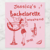 レッドピンクカクテルお洒落バチェロレッテ週末 ワインラベル (シングルラベル)