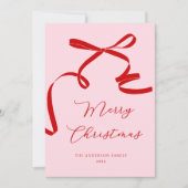 レッドピンククリスマスホリデーカード シーズンカード (正面)