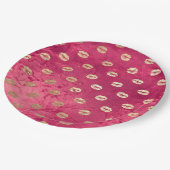 レッドピンクグラム金ゴールド唇 ペーパープレート (アングル)