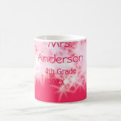 レッドピンクグリッタースパークル新学期先生ap コーヒーマグカップ (中央)