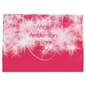 レッドピンクグリッタースパークル新学期先生ap ラージペーパーバッグ (裏面)