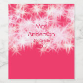 レッドピンクグリッタースパークル新学期先生ap ワインラベル (シングルラベル)