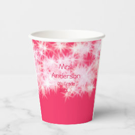 レッドピンクグリッタースパークル新学期先生ap 紙コップ