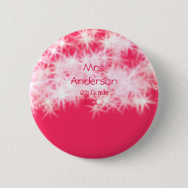 レッドピンクグリッタースパークル新学期先生ap 缶バッジ