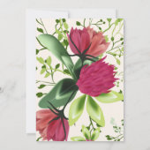 レッドピンクグリーンクローバーフローラ結婚ズ 招待状 (裏面)