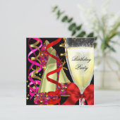 レッドピンクシューズシークンズバースデーパーティー 招待状 (スタンド正面)