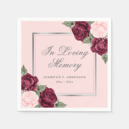 レッドピンクシルバーウォーターフローラメモリアル葬儀 スタンダードカクテルナプキン