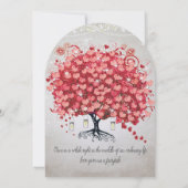 レッドピンクシルバーウッドシィハートリーフブライダルシャワー 招待状 (裏面)