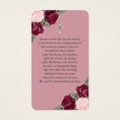 レッドピンクシルバーフローラ葬儀祈りの言葉カード (裏面)