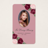 レッドピンクシルバーフローラ葬儀祈りの言葉カード (正面)