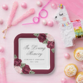 レッドピンクシルバーフローラ追悼式 ペーパープレート (パーティー)